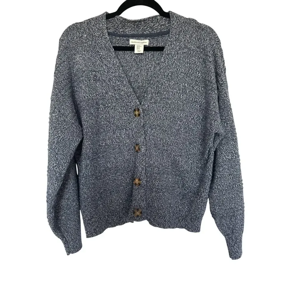 Cupcakes and Cashmere Ribbed Boyfriend Sweater in Navy Heather, XL
